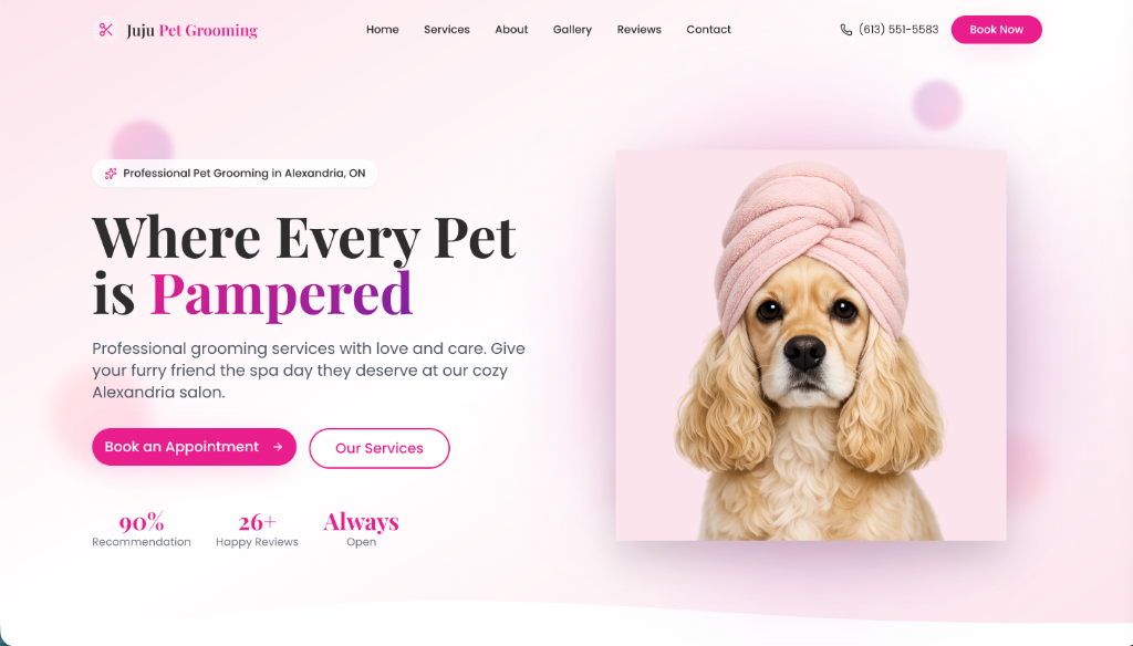Juju Pet Grooming website